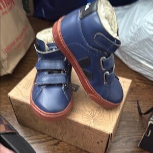 Veja Blue and Red Boots with Minimalist Design